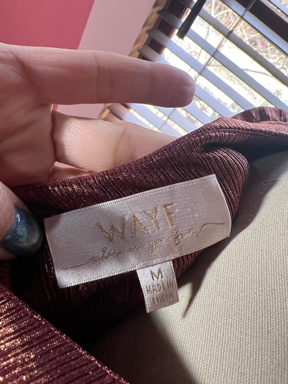 Wayf Metallic Burgundy Maxi Wrap Dress - Picture 3 of 4